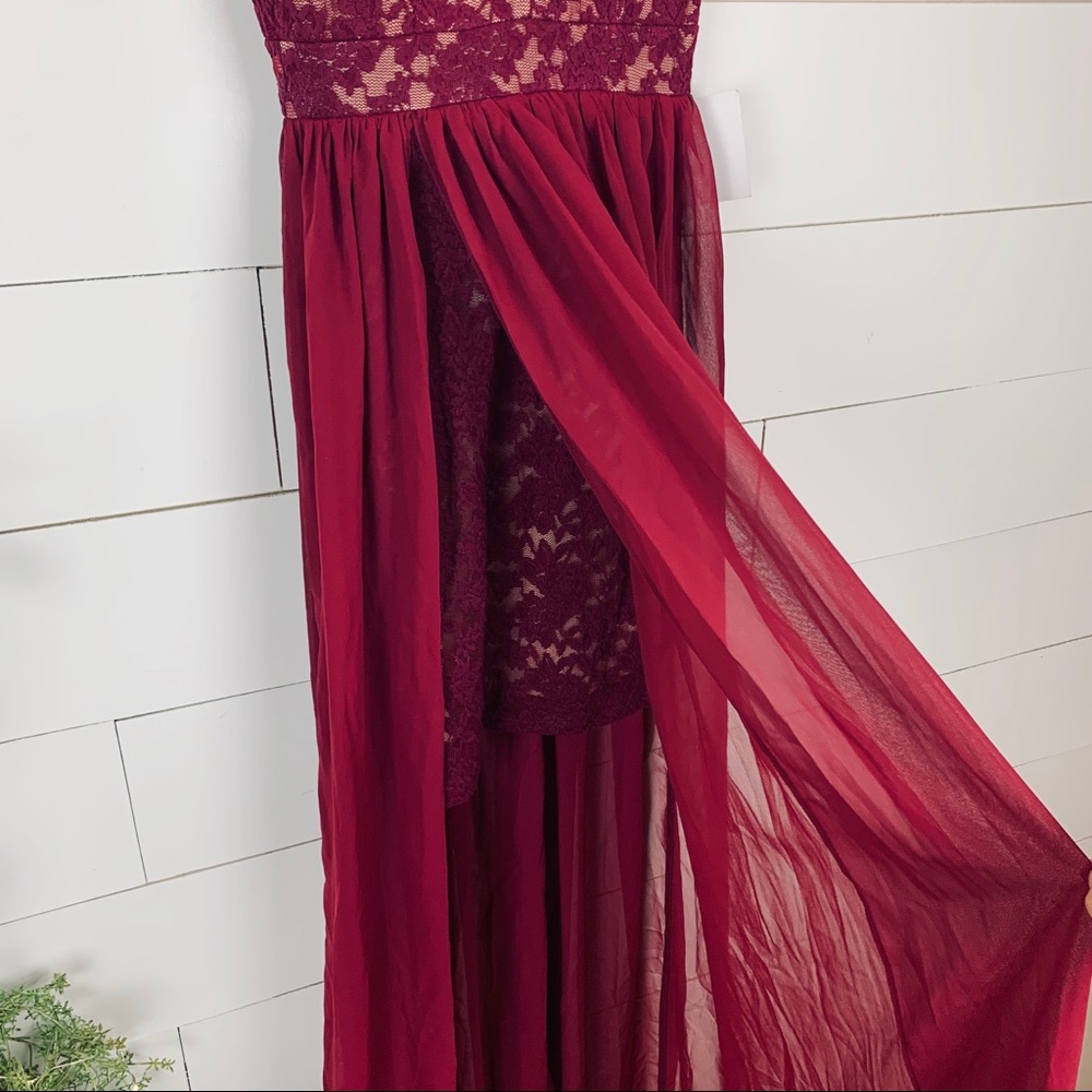New Lulus Red Lace Maxi Dress Make Way For Wonderful Wedding Engagement Bridal - Picture 7 of 8